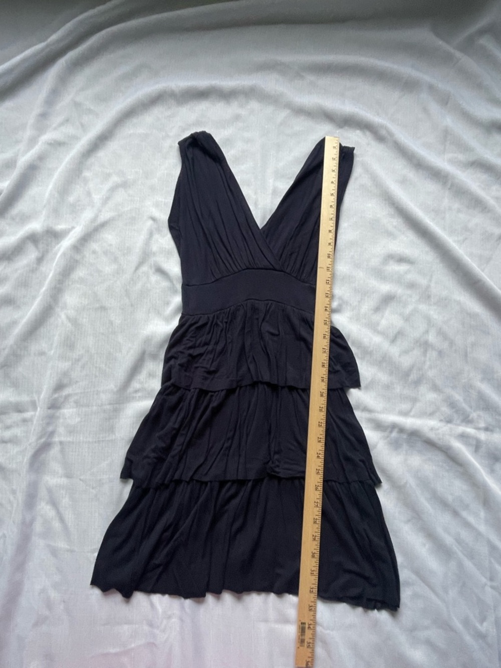 Soprano Navy Crossover Top, Tiered Dress, Sz S